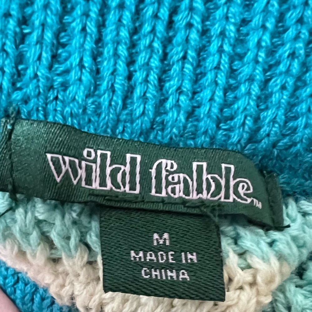 Wild Fable crochet sweater knit skirt, medium. Blue teal stripe multi Worn once. - Picture 4 of 4